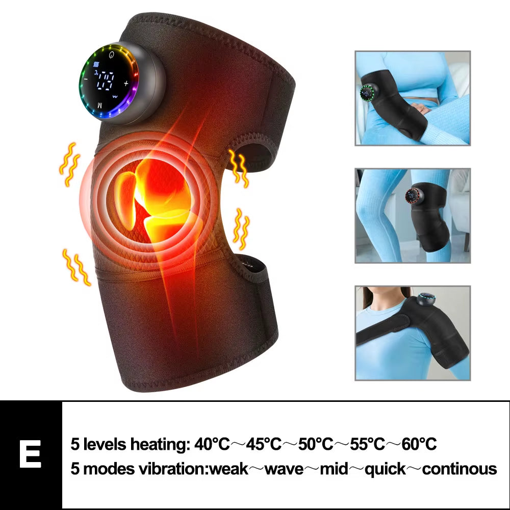 3-in-1 Electric Heated Vibration Knee and Joint Massager for Ultimate Muscle Relaxation and Pain Relief