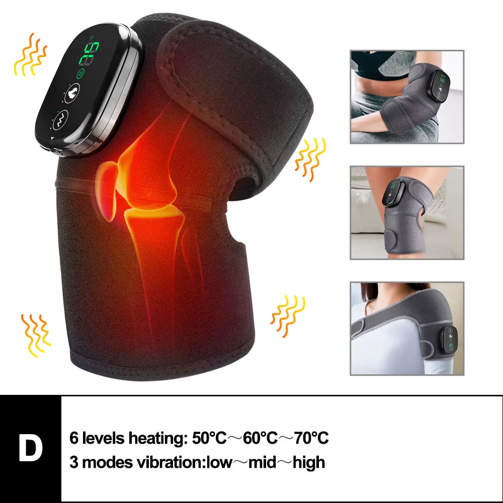 3-in-1 Electric Heated Vibration Knee and Joint Massager for Ultimate Muscle Relaxation and Pain Relief