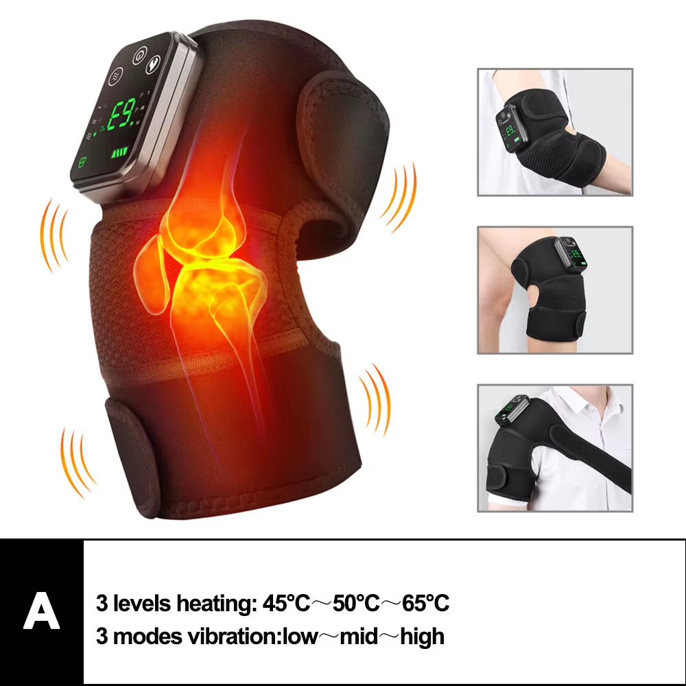 3-in-1 Electric Heated Vibration Knee and Joint Massager for Ultimate Muscle Relaxation and Pain Relief