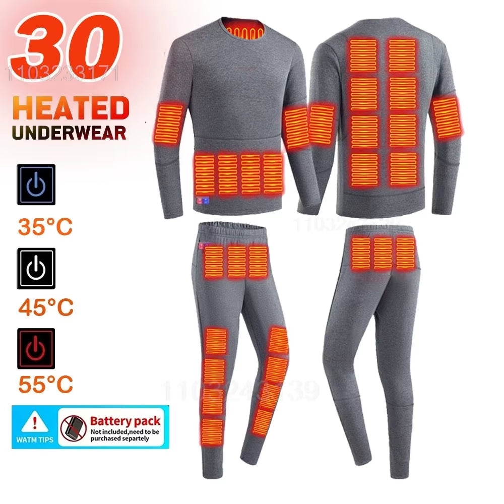 52 Areas Heated Underwear Men Winter USB Electric Heated Thermal Underwear Women'S Ski Self Heating Underwear