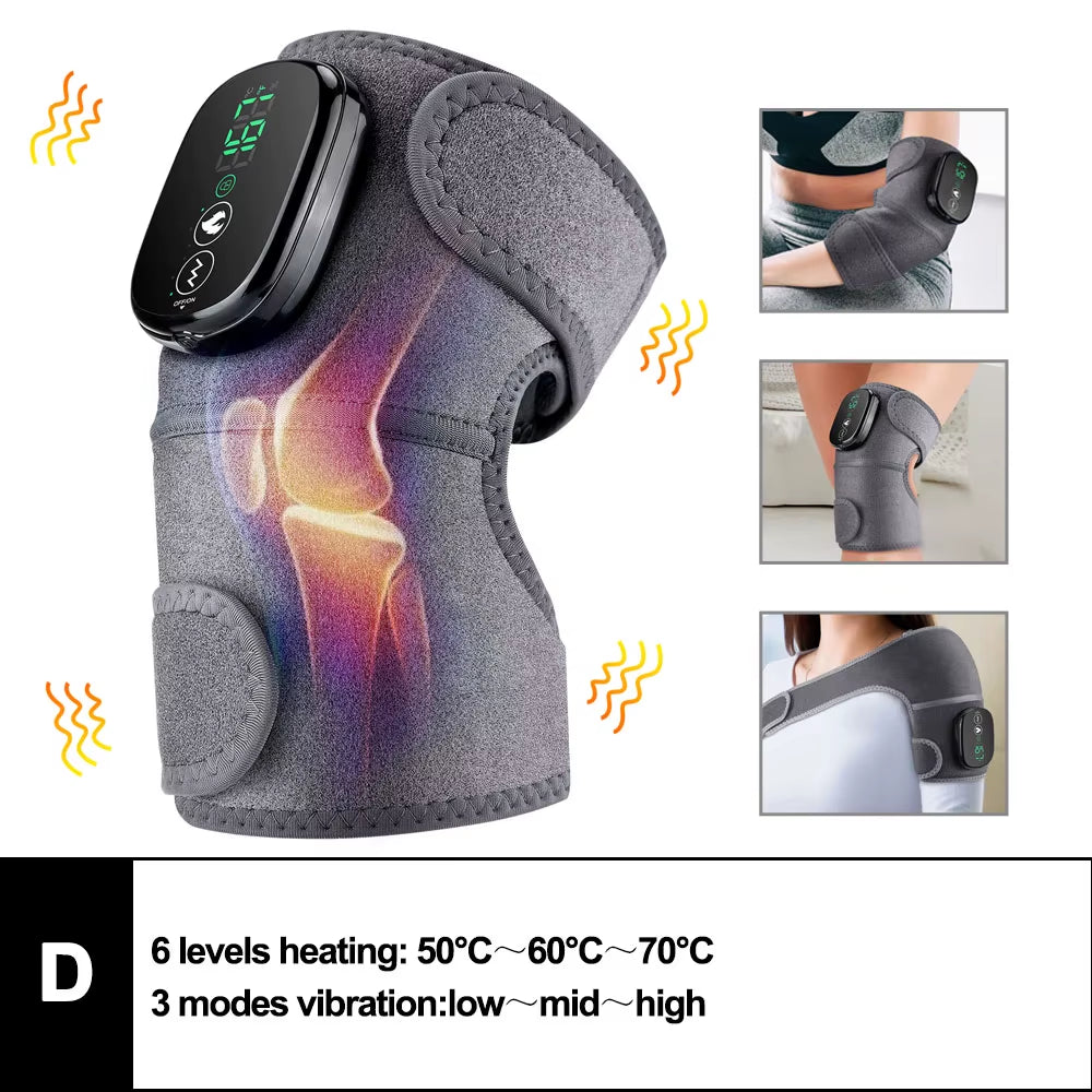 3-in-1 Electric Heated Vibration Knee and Joint Massager for Ultimate Muscle Relaxation and Pain Relief