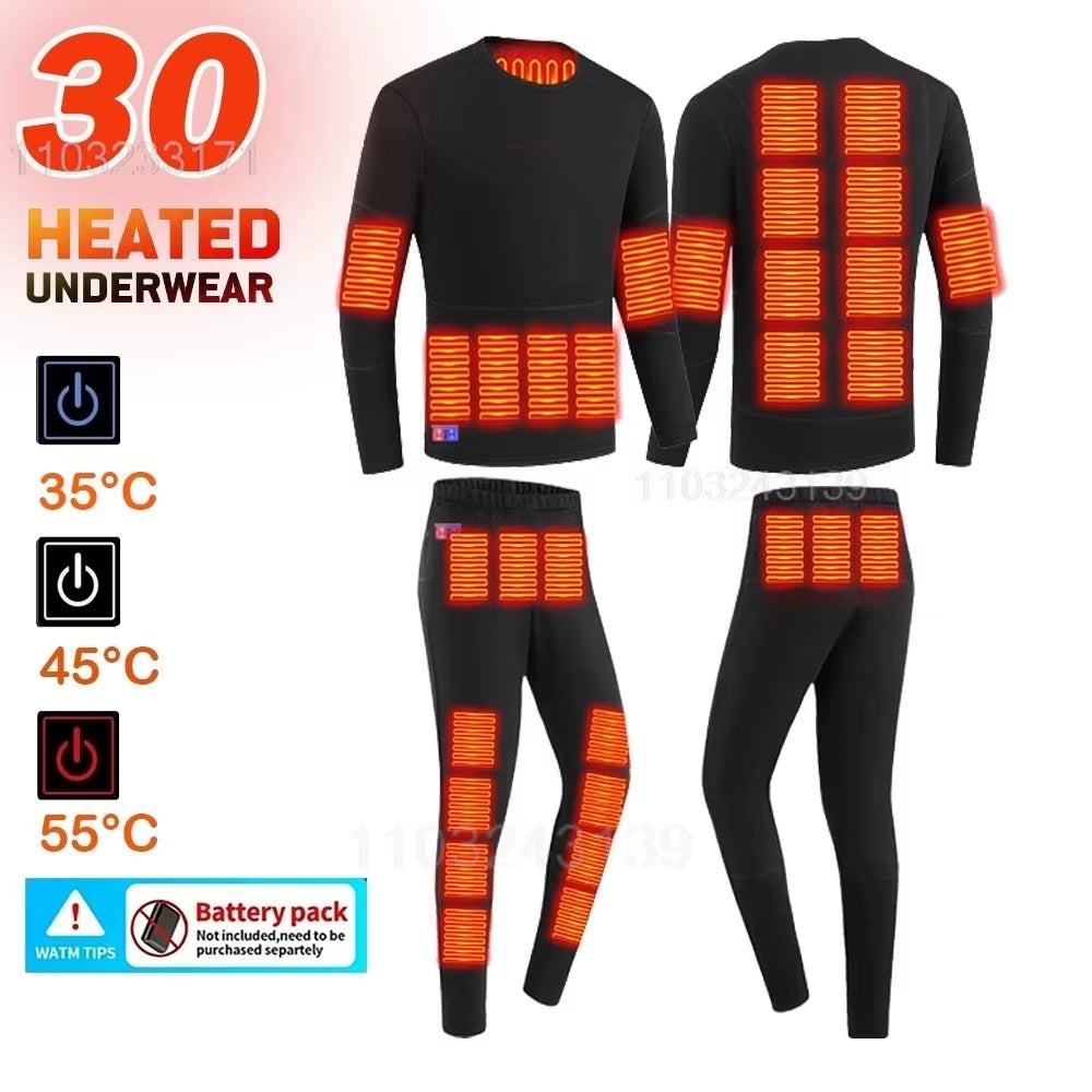 52 Areas Heated Underwear Men Winter USB Electric Heated Thermal Underwear Women'S Ski Self Heating Underwear