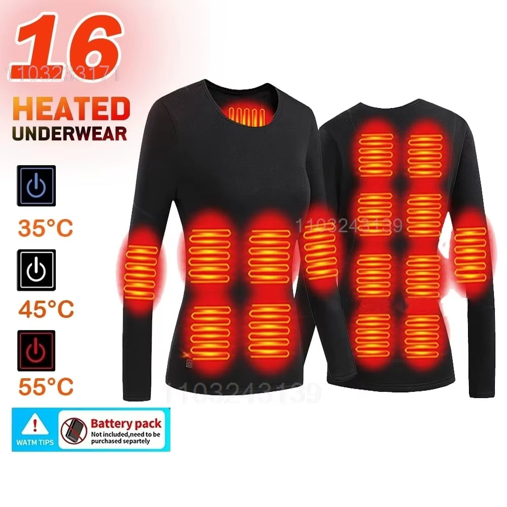 52 Areas Heated Underwear Men Winter USB Electric Heated Thermal Underwear Women'S Ski Self Heating Underwear