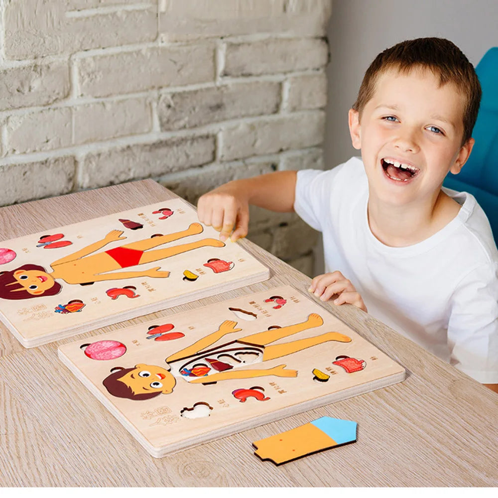 Engaging Kids Wooden Montessori Human Body Organs Puzzle - Educational Learning Toy for Preschool and Kindergarten Activities