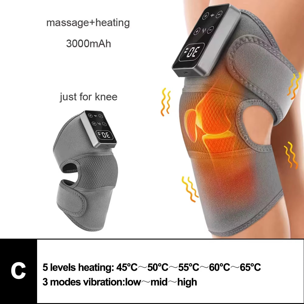3-in-1 Electric Heated Vibration Knee and Joint Massager for Ultimate Muscle Relaxation and Pain Relief