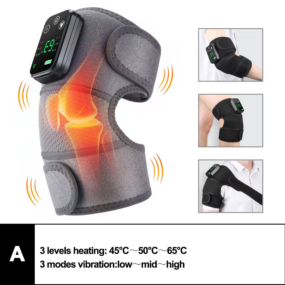 3-in-1 Electric Heated Vibration Knee and Joint Massager for Ultimate Muscle Relaxation and Pain Relief