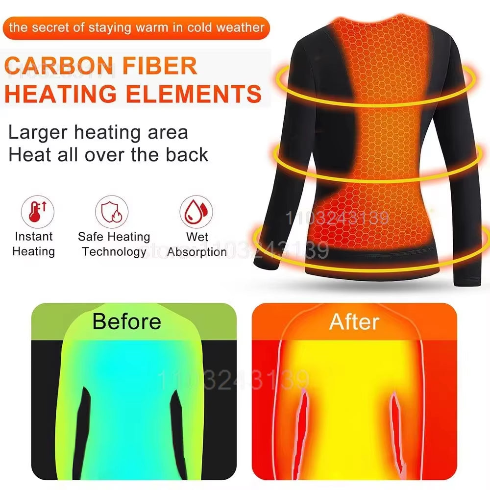 52 Areas Heated Underwear Men Winter USB Electric Heated Thermal Underwear Women'S Ski Self Heating Underwear