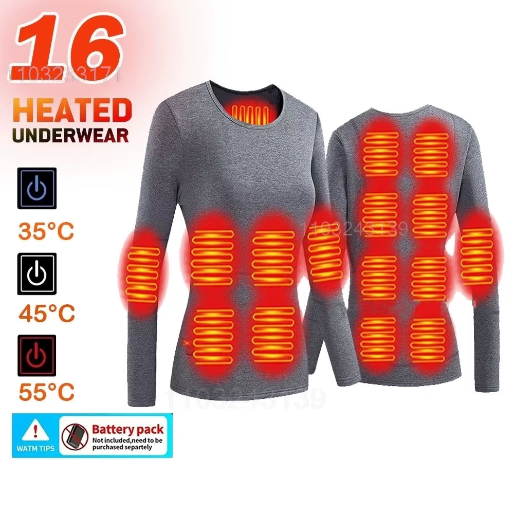 52 Areas Heated Underwear Men Winter USB Electric Heated Thermal Underwear Women'S Ski Self Heating Underwear