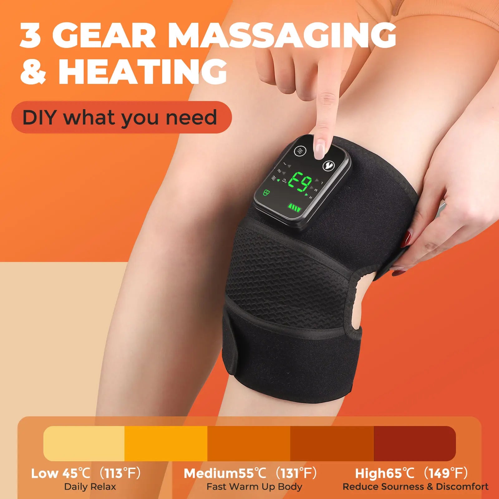 3-in-1 Electric Heated Vibration Knee and Joint Massager for Ultimate Muscle Relaxation and Pain Relief