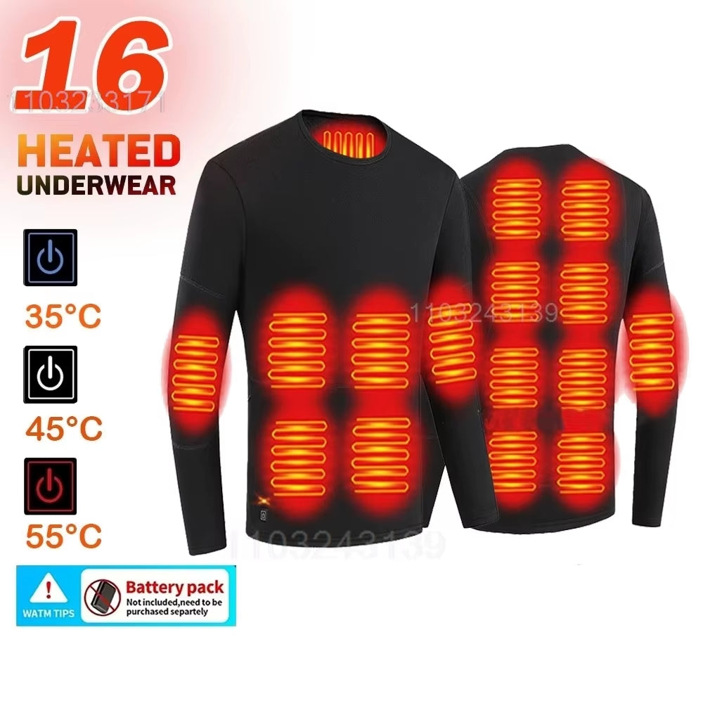 52 Areas Heated Underwear Men Winter USB Electric Heated Thermal Underwear Women'S Ski Self Heating Underwear
