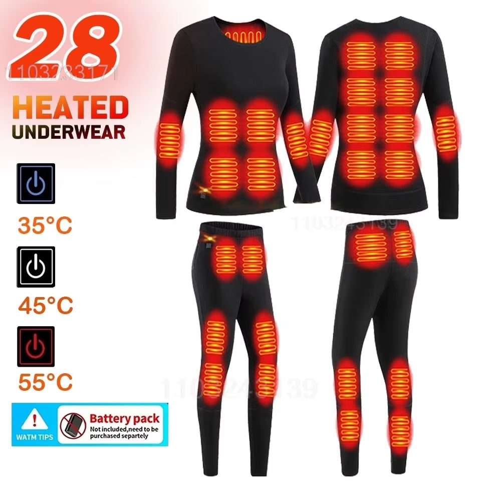 52 Areas Heated Underwear Men Winter USB Electric Heated Thermal Underwear Women'S Ski Self Heating Underwear