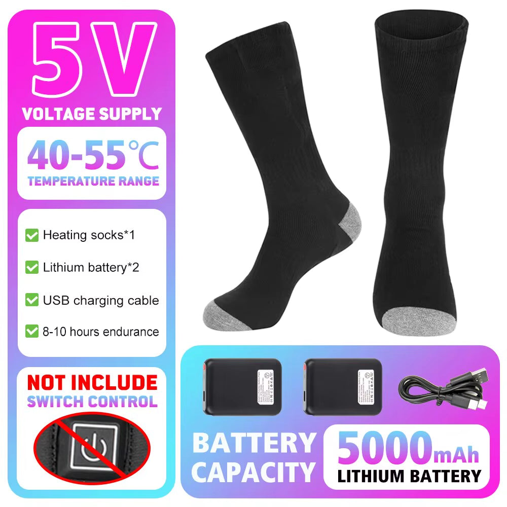 Heated Socks Winter Warm Snowmobile Skiing Heated Socks Rechargeable Outdoor Sport Thermal Heated Foot Warmer Ski Sports