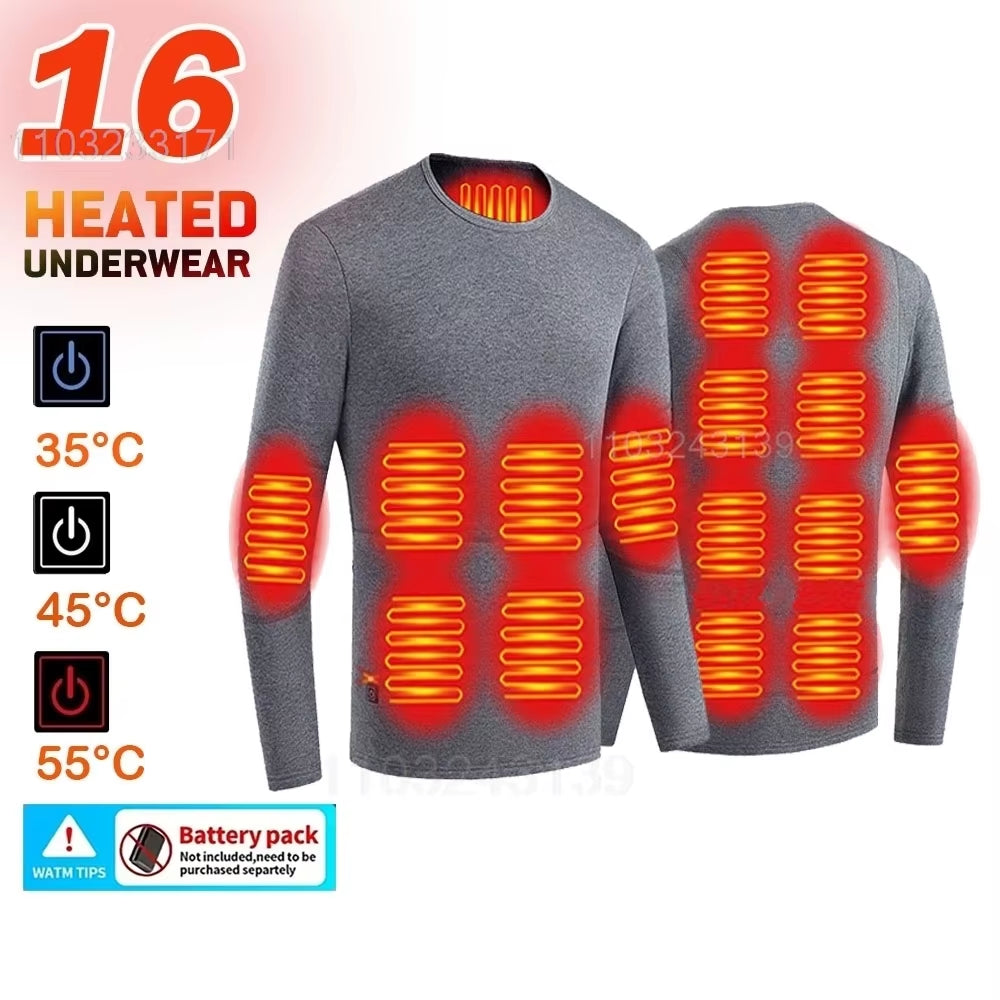52 Areas Heated Underwear Men Winter USB Electric Heated Thermal Underwear Women'S Ski Self Heating Underwear