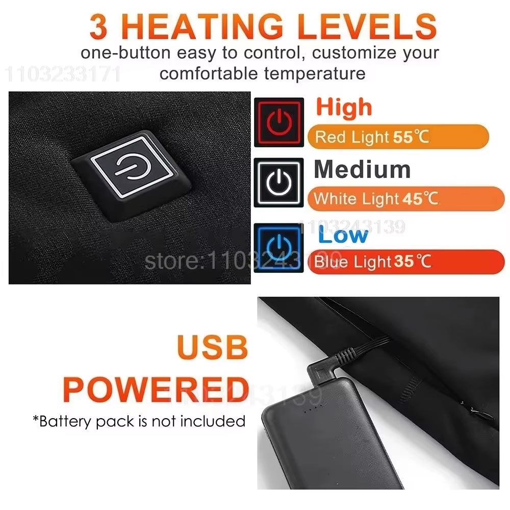 52 Areas Heated Underwear Men Winter USB Electric Heated Thermal Underwear Women'S Ski Self Heating Underwear