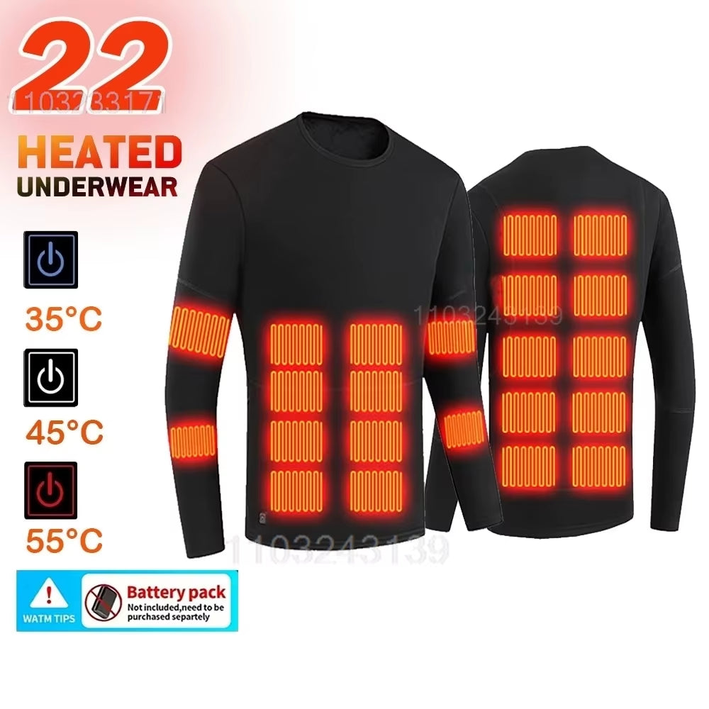 52 Areas Heated Underwear Men Winter USB Electric Heated Thermal Underwear Women'S Ski Self Heating Underwear