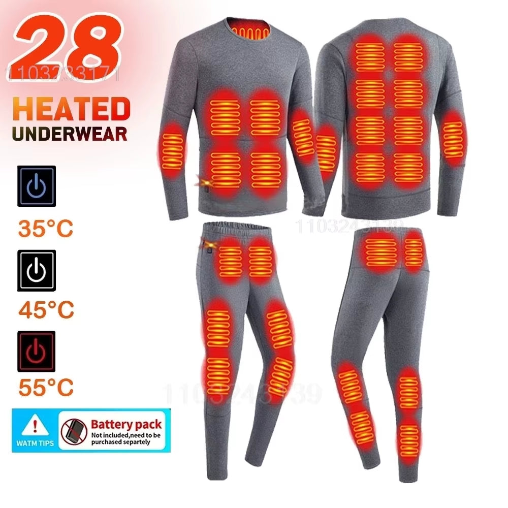 52 Areas Heated Underwear Men Winter USB Electric Heated Thermal Underwear Women'S Ski Self Heating Underwear