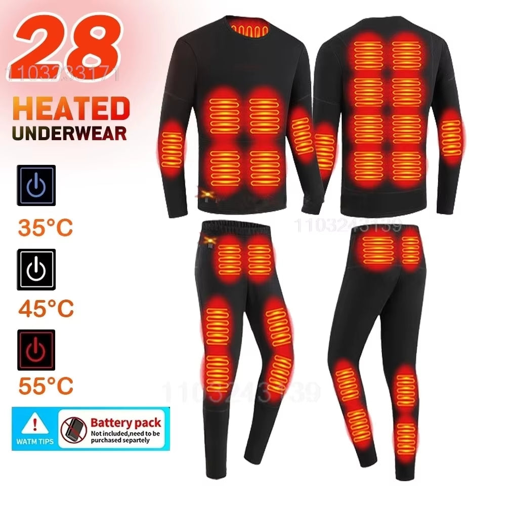 52 Areas Heated Underwear Men Winter USB Electric Heated Thermal Underwear Women'S Ski Self Heating Underwear